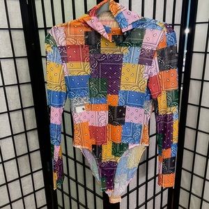 Shein Body Suit. Multi color with bandana print. Size medium.